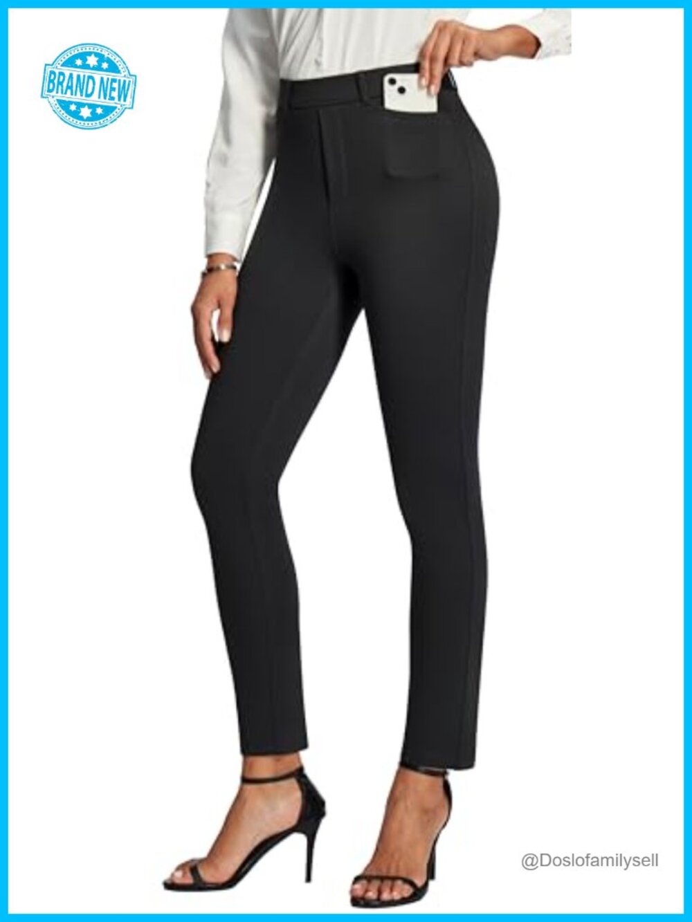 IUGA Pull On Skinny Ponte Dress Pants High Waist Slim Fit Office